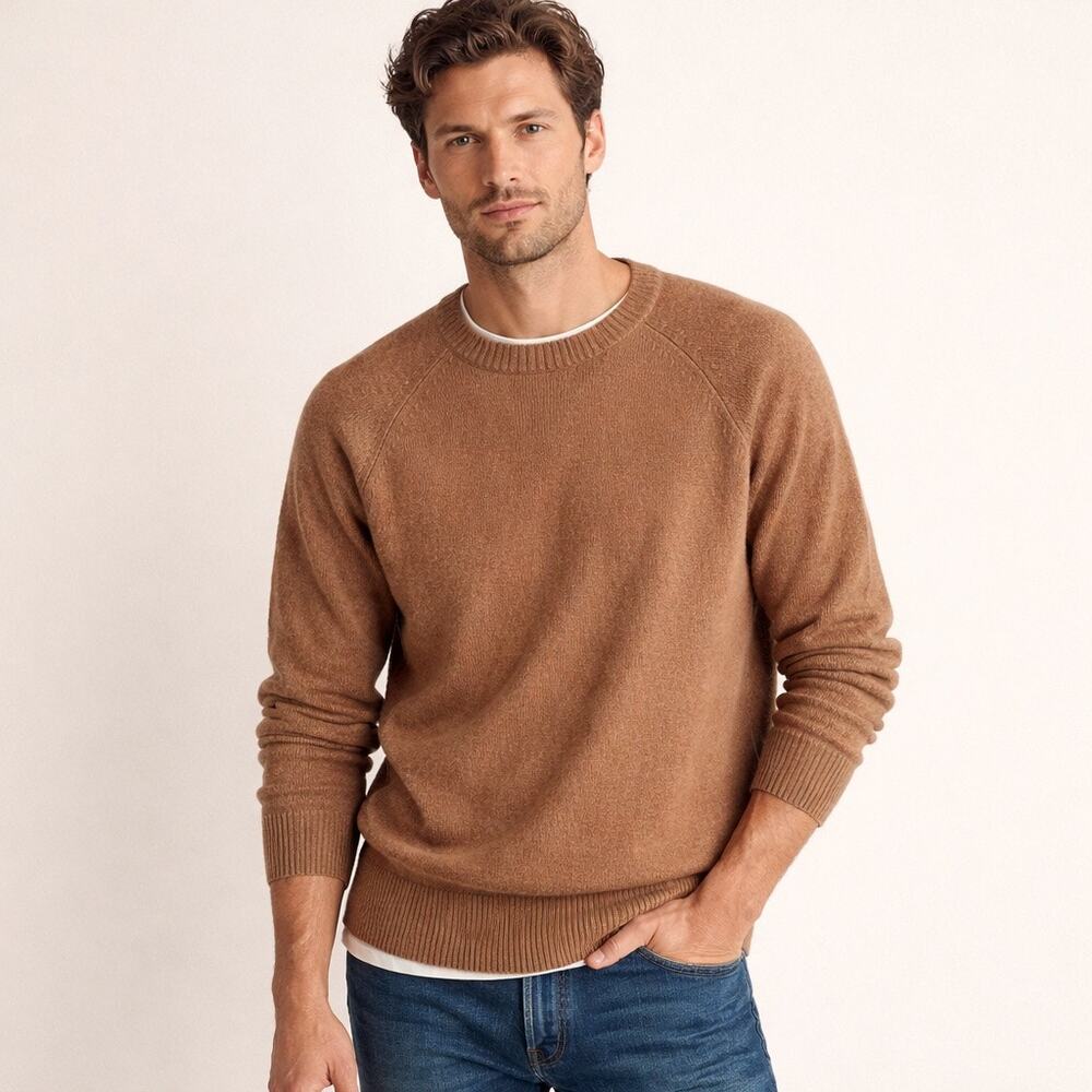 J.Crew Camel Crewneck Sweater in Supersoft Lambswool Blend